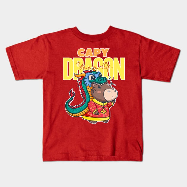 Capy Year of Dragon Kids T-Shirt by GiveMeThatPencil